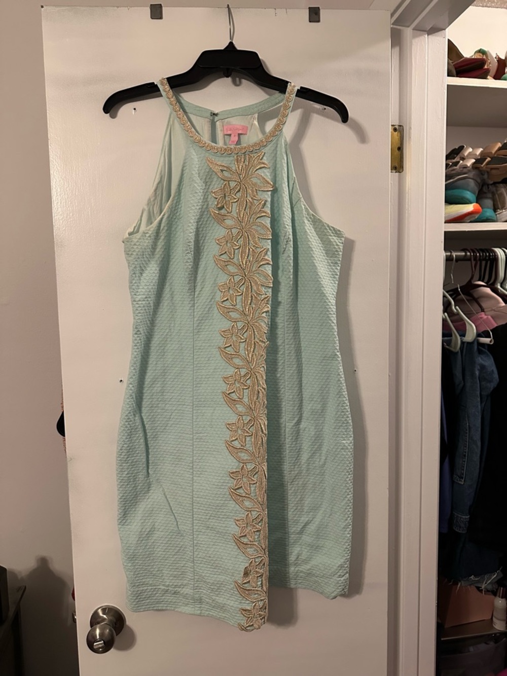 Sleeveless Mint Green Embroidered Lilly Pulitzer Shift Dress